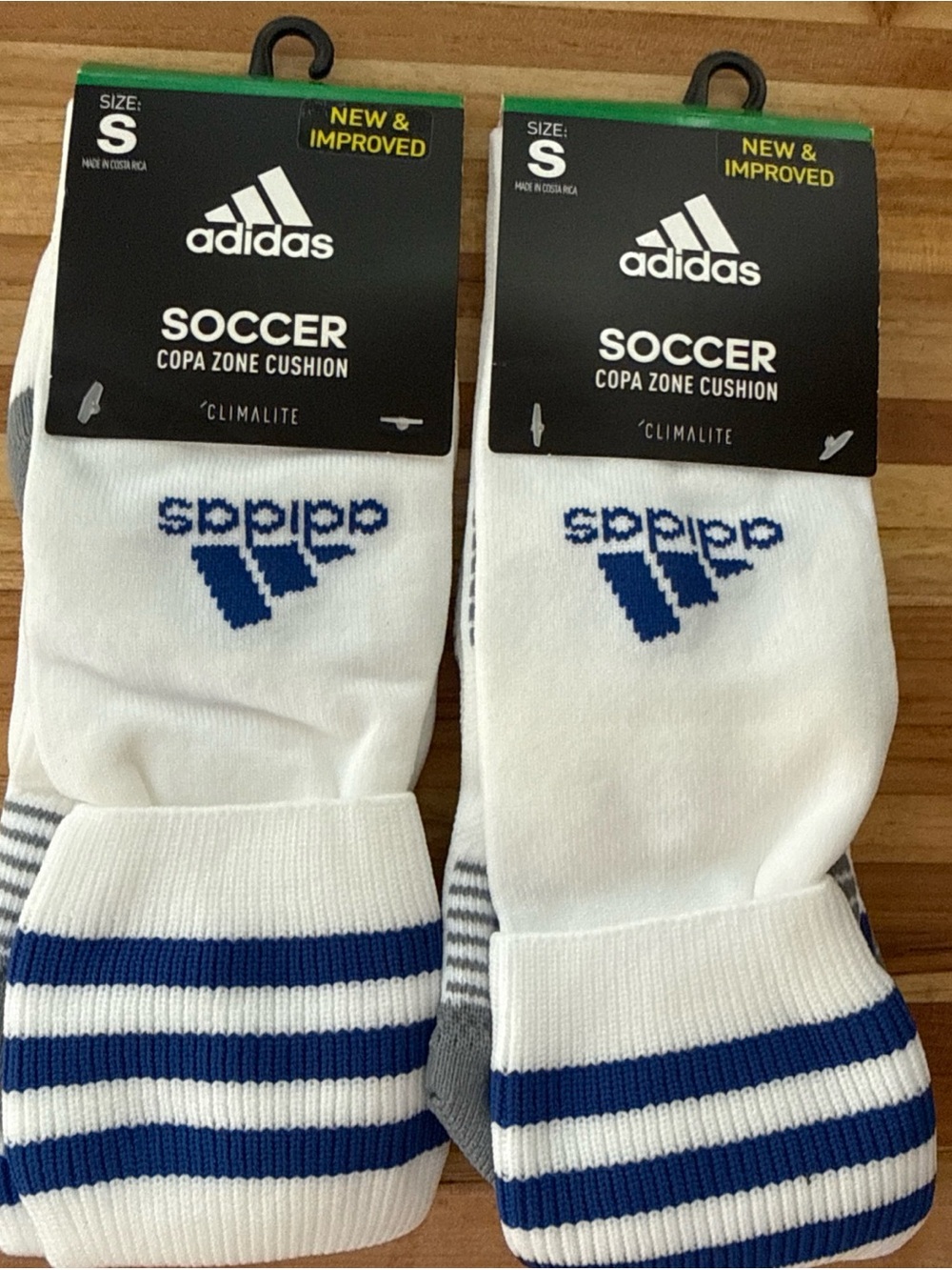 adidas White & Blue Copa Zone Cushion Athletic Soccer Socks - Men’s S. Lot of 2
